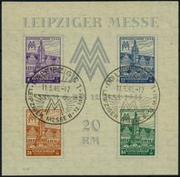 WEST-SACHSEN Bl. 5Ya O, 1946, Block Leipziger Messe, Wz. 1Y, Type VIII, Mit Sonderstempel, Pracht, Mi. 350.- - Other & Unclassified