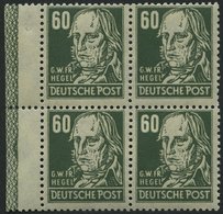 ALLGEMEINE-AUSGABEN 225b VB **, 1948, 60 Pf. Dunkelgraugrün Hegel Im Randviererblock Mit Randleiste, Pracht - Altri & Non Classificati