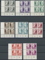 DDR VB **, 1952, Persönlichkeiten Mi.Nr. 327/8,330-33,335/6,338,339, 10 Eckrandviererblocks Je Aus Der Linken Unteren Bo - Usados