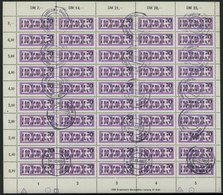 DIENSTMARKEN B D 9 O, 1956, 70 Pf. ZKD Im Vollständigen Bogen (50) Mit Druckvermerk Und Abart 9I, Stempel Ungültig, Prac - Autres & Non Classés