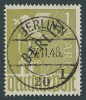 BERLIN 17a O, 1948, 1 M. Lebhaftbräunlicholiv, Pracht, Gepr. D. Schlegel, Mi. 160.- - Other & Unclassified