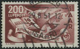 SAARLAND 298 O, 1950, 200 Fr. Europarat, Feinst (kleine Aufrauhung), Gepr. Ney, Mi. 310.- - Altri & Non Classificati