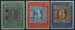 BUNDESREPUBLIK 113-15 **, 1949, 100 Jahre Briefmarken, Prachtsatz, Mi. 100.- - Gebruikt
