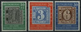 BUNDESREPUBLIK 113-15 **, 1949, 100 Jahre Briefmarken, Prachtsatz, Mi. 100.- - Oblitérés