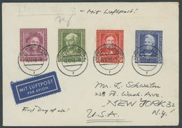BUNDESREPUBLIK 117-20 BRIEF, 1949, Helfer Der Menschheit Mit Rückseitiger Zusatzfrankatur Auf Echt Gelaufenem FDC In Die - Used Stamps