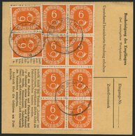 BUNDESREPUBLIK 126 BRIEF, 1954, 6 Pf. Posthorn Im Achterblock Und Waagerechten Paar Rückseitig Als Seltene Mehrfachfrank - Usados