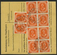 BUNDESREPUBLIK 126 BRIEF, 1954, 6 Pf. Posthorn Im Achterblock (untere Linke Marke Kleiner Tintenfleck) Und Waagerechten  - Usados