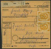 BUNDESREPUBLIK 136 Paar BRIEF, 1954, 70 Pf. Posthorn Im Waagerechten Paar Als Seltene Mehrfachfrankatur Auf Paketkarte A - Usados