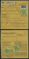 BUNDESREPUBLIK 138 BRIEF, 1954, 90 Pf. Posthorn, 3x Als Mehrfachfrankatur (davon 2x Rückseitig) Auf Paketkarte Aus MAUTH - Usados
