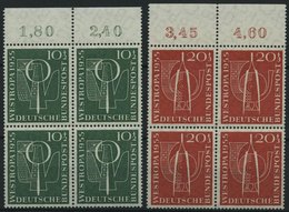 BUNDESREPUBLIK 217/8 VB **, 1955, Westropa In Viererblocks Vom Oberrand, Pracht, Mi. 68.- - Used Stamps