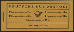 MARKENHEFTCHEN MH 4Xv **, 1958, Markenheftchen Heuss/Ziffer, Deckel Dunkelchromgelb, Pracht, Mi. 100.- - Andere & Zonder Classificatie