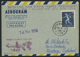 ERST-UND ERÖFFNUNGSFLÜGE 2473 BRIEF, 13.4.54, Göteborg-Hamburg, Schwedische Frankatur, Prachtbrief - Cartas & Documentos