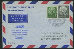 ERST-UND ERÖFFNUNGSFLÜGE 2493 BRIEF, 2.11.54, Stuttgart-Los Angeles, Prachtbrief - Lettres & Documents