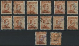 ÄGÄISCHE INSELN 11I-XIII O, 1912, 20 C. Braunorange, Ohne Wz., Mit Aufdruck Der Verschiedenen Inselnamen, Meist Pracht,  - Egeo