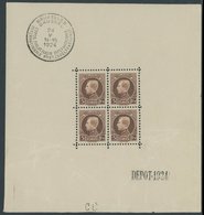 BELGIEN 186KB **, 1924, 5 Fr. Internationale Briefmarkenausstellung Im Kleinbogen (4), Randmängel, Marken Pracht, Mi. 42 - Belgique