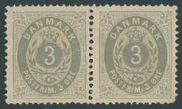 DÄNEMARK 22IYA Paar **, 1875, 3 Ø Blaugrau/grau, Im Waagerechten Paar, Postfrisch, Pracht - Gebraucht