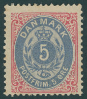 DÄNEMARK 24IYA *, 1875, 5 Ø Rosa/blau Mit Kopfstehendem Wz., Falzreste, Pracht - Gebruikt