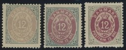 DÄNEMARK 27IYA *, 1875, 16 Ø Grau/braun, Gezähnt K 14:131/2, 3 Verschiedene Auflagen, Falzrest, Pracht - Used Stamps