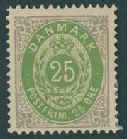 DÄNEMARK 29IYA *, 1875, 25 Ø, Normaler Rahmen, Gezähnt K 14:131/2, Mit Kopfstehendem Wz., Falzrest, Pracht - Oblitérés