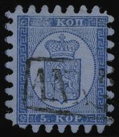 FINNLAND 3B O, 1865, 5 K. Blau Auf Graublau, R1 ANK, Nur Eine Zunge Verkürzt, Pracht - Andere & Zonder Classificatie