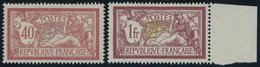 FRANKREICH 96,98x **, 1900, 40 C. Rot/blau Und 1 Fr. Lilarot/gelbgrün, Weißes Papier, Postfrisch, 2 Prachtwerte, Yvert E - Autres & Non Classés