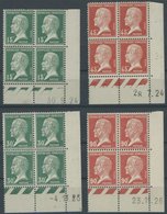 FRANKREICH 154,156,193/4 VB **, 1923-25, 15, 45, 30 Und 90 C. Pasteuer, Je Im Eckrandviererblock Mit Druckdatum, Postfri - Otros & Sin Clasificación