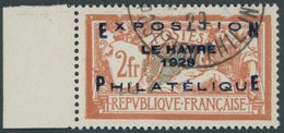 FRANKREICH 239 O, 1929, 2 Fr. Le Havre, Linkes Randstück, Pracht, Mi. 600.- - Andere & Zonder Classificatie