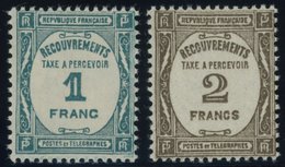PORTOMARKEN P 65/6 **, 1931, 1 Fr. Blaugrün Und 2 Fr. Sepia, Postfrisch, 2 Prachtwerte, Mi. 305.- - Impuestos