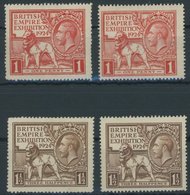 GROSSBRITANNIEN 166/7A,C **, 1924, Wembley, Beide Zähnungen, üblich Gezähnt, Postfrisch, 4 Prachtwerte, Mi. 75.- - Sonstige & Ohne Zuordnung