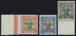 ISLAND 147-49 **, 1931, Graf Zeppelin, Prachtsatz, Mi. 200.- - Otros & Sin Clasificación