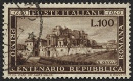 ITALIEN 773 O, 1949, 100 L. Republica Romana, Pracht, Mi. 130.- - Usati