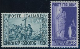 ITALIEN 832/3 **, 1951, Textilausstellung Und Kolumbus, Postfrisch, 2 Prachtwerte, Mi. 60.- - Oblitérés
