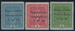 BES.GEB. JULISCH-VENETIEN 15-17 *, 1918, 2 - 4 Kr. Regno D`Italia, Falzreste, 3 Prachtwerte, Mi. 1070.- - Non Classificati