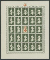 KROATIEN Z 1 **, Zwangszuschlagsmarken: 1942, 1 K. Rotes Kreuz Im Bogen (24) Mit Zierfeldern, Postfrisch, Pracht - Croatie