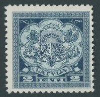 LETTLAND 99 **, 1923, 2 L. Großes Staatswappen Mit Teilen Des Fabrik-Wz., Postfrisch, Pracht - Letland