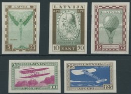 LETTLAND 210-14B *, 1932, Hilfsfonds Für Verunglückte Flieger I, Ungezähnt, Falzreste, Prachtsatz - Lettland