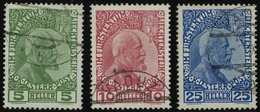 LIECHTENSTEIN 1-3x O, 1912, Fürst Johann II, Gestrichenes Papier, Prachtsatz, Mi. 100.- - Other & Unclassified