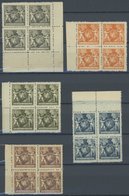 LIECHTENSTEIN 46-49,51B VB **, 1921, 21/2 - 71/2 Und 13 Rp. Landeswappen, Gezähnt L 121/2, In Postfrischen Randviererblo - Autres & Non Classés