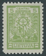 LITAUEN 211Y **, 1923, 5 C. Gelbgrün, Ohne Wz., Postfrisch, Pracht, Mi. 200.- - Litouwen