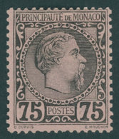 MONACO 8 *, 1885, 75 C. Schwarz Auf Rosa, Falzreste, Pracht, Mi. 280.- - Sonstige & Ohne Zuordnung