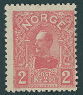 NORWEGEN 74 *, 1909, 2 Kr. Rosa, Falzrest, Pracht, Mi. 130.- - Autres & Non Classés