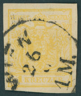 ÖSTERREICH BIS 1867 1Y O, 1854, 1 Kr. Chromgelb, Maschinenpapier, Type III, K1 WIEN, Pracht, Fotobefund Dr. Ferchenbauer - Oblitérés