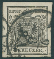 ÖSTERREICH BIS 1867 2Ya O, 1854, 2 Kr. Schwarz, Maschinenpapier, Type IIIb, Voll-breitrandig, Pracht, Gepr. Dr, Ferchenb - Gebruikt