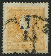 ÖSTERREICH 10IIe O, 1859, 2 Kr. Orange, Type II, Repariert, Mi. (600.-) - Usati