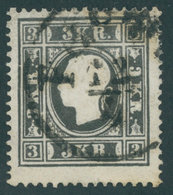 ÖSTERREICH BIS 1867 11Ib O, 1858, 3 Kr. Schwarz, Type Ib, K1 PESTH, Pracht, Fotobefund Dr. Ferchenbauer, Mi. 300.- - Usati