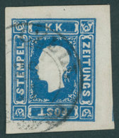 ÖSTERREICH BIS 1867 16b O, 1858, 1.05 Kr. Dunkelblau, K2 (KIS)-CZELL, Voll-breitrandig, Kabinett, Fotobefund Dr. Ferchen - Oblitérés