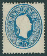 ÖSTERREICH BIS 1867 22 *, 1860, 15 Kr. Hellblau, Falzreste, Pracht, Mi. 700.- - Usati