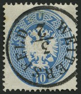 ÖSTERREICH 27 O, 1863, 10 Kr. Blau, Zentrischer K1 WEITERSFELD, Pracht - Oblitérés