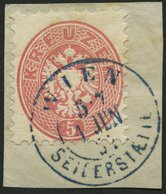 ÖSTERREICH 32 BrfStk, 1863, 5 Kr. Rosa, Mit Bogen-Wz., Blauer K2 WIEN SEILERSTAETTE, Kabinettbriefstück, Gepr. Dr. Ferch - Oblitérés