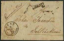 ÖSTERREICH 39I BRIEF, 1868, 15 Kr. Braun, Grober Druck, Auf Reco-Brief Mit Ungarischem K1 PEST LIROTVAROS Nach Schlucken - Usati